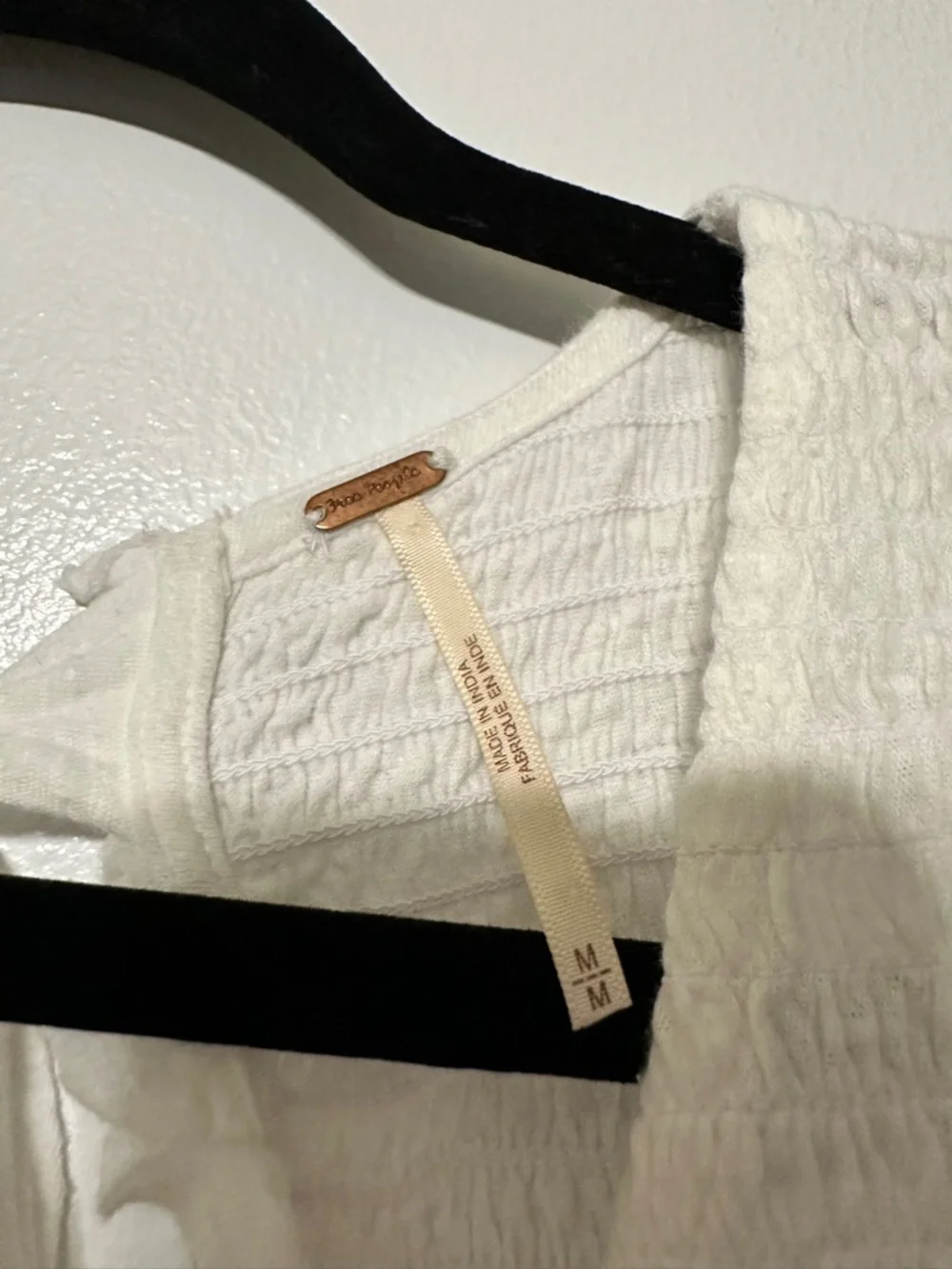 Free People Charlotte Smocked Cropped Top in Ivory size Medium